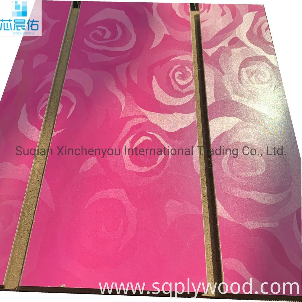 China Factory Produce 7-11 grooves Melamine Faced MDF/Slot MDF